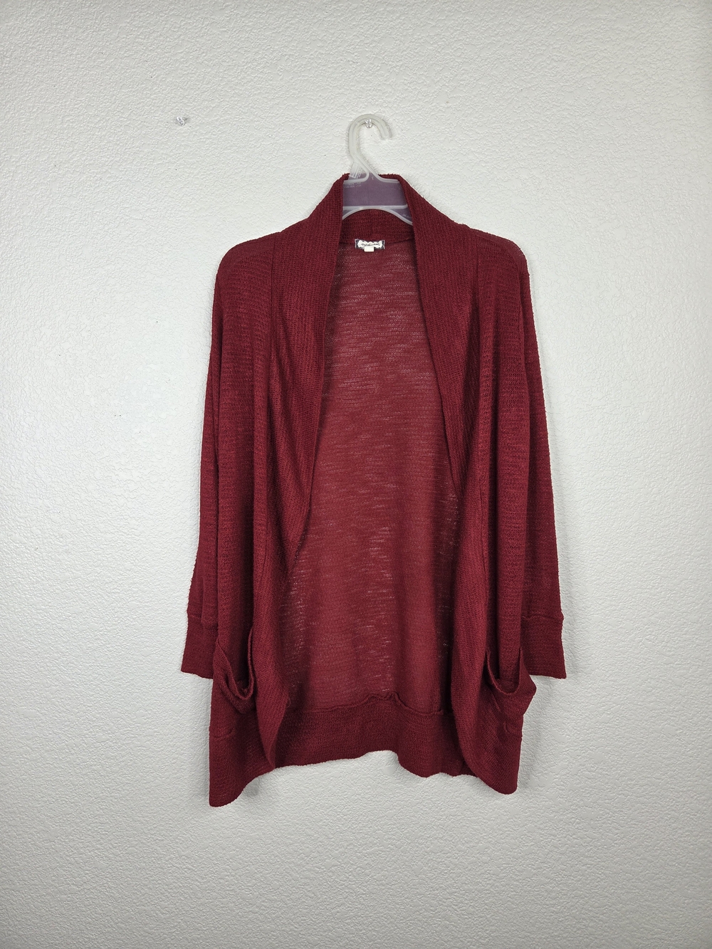 Open-Front Cardigan in Deep Red Cozy Fall Flowy Style
